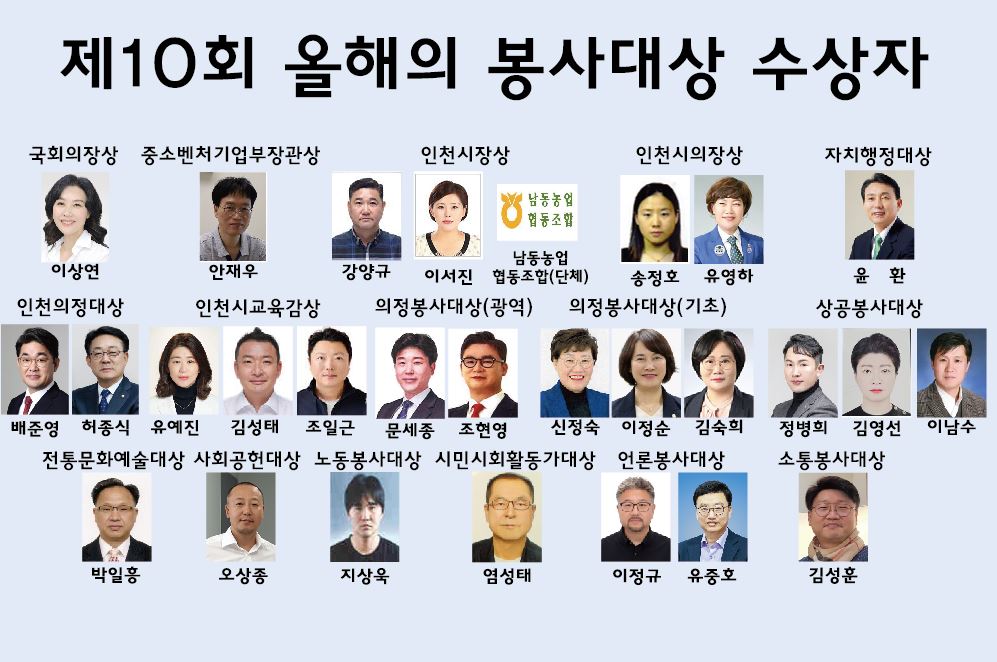 인천뉴스, 제10회 올해의 봉사대상 28명 선정